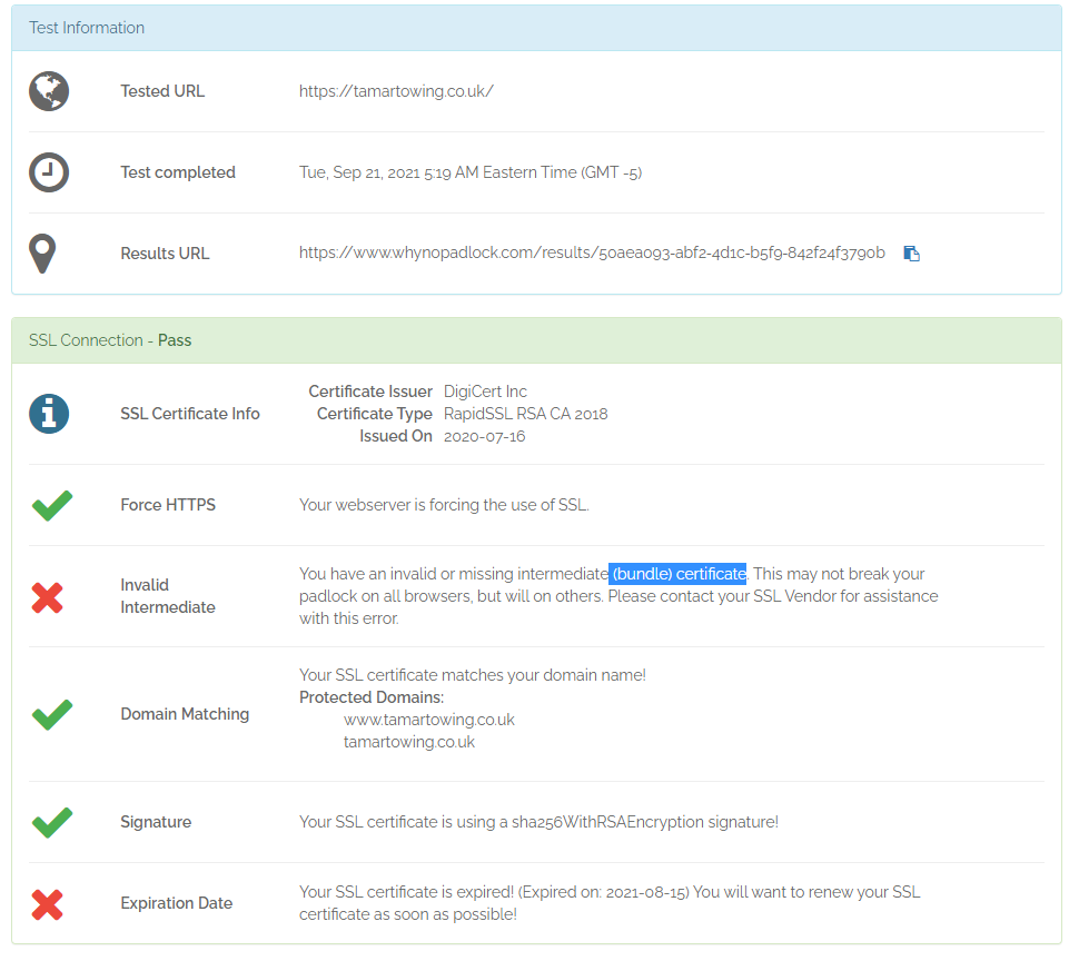 how to troubleshoot SSL certificate